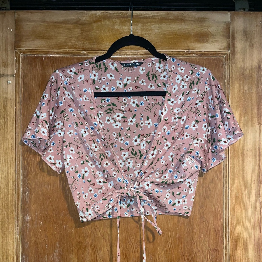 Pink Floral Crop Top